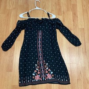 Black dress with floral detailing